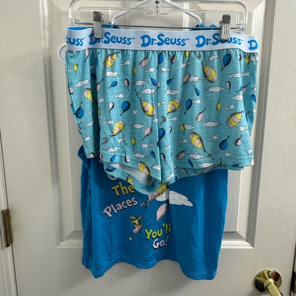 Dr. Seuss Vibrant Blue Oh the Places You’ll Go pj boxer set